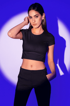 Black Plain Crop Top