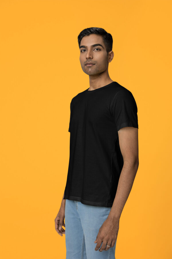 Plain Black - Regular Men's T-Shirt - Image 2