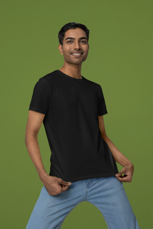 Plain Black - Regular Men's T-Shirt - Image 4