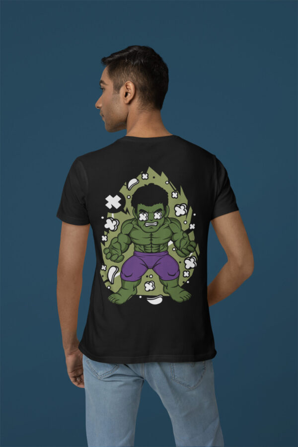 Hulk - Back Printed - Superhero T-Shirt - Black - Image 3