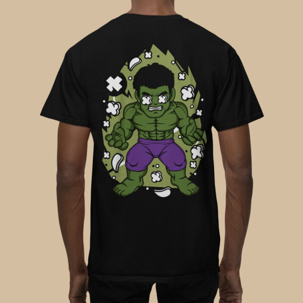 Hulk - Back Printed - Superhero T-Shirt - Black - Image 5