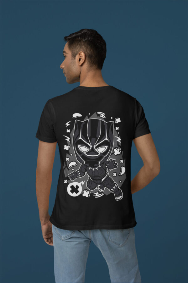 Black Panther - Back Printed - Superhero T-Shirt - Black - Image 5