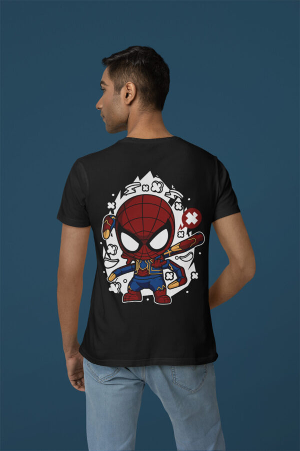 Spiderman - Back Printed - Superhero T-Shirt - Black - Image 2