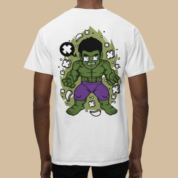 Hulk - Back Printed - Superhero T-Shirt - White - Image 5