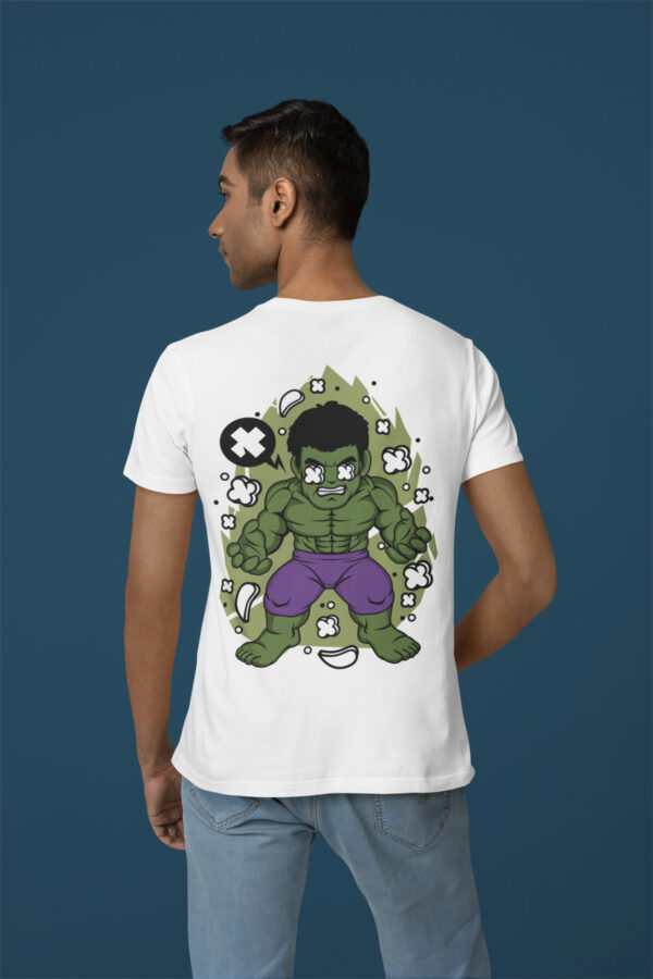 Hulk - Back Printed - Superhero T-Shirt - White - Image 3