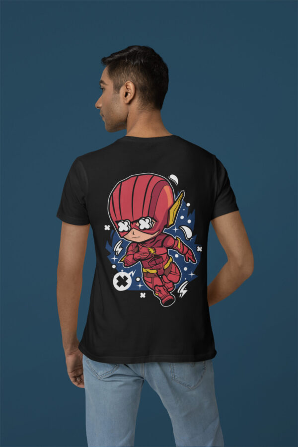 Flash - Back Printed - Superhero T-Shirt - Black - Image 3