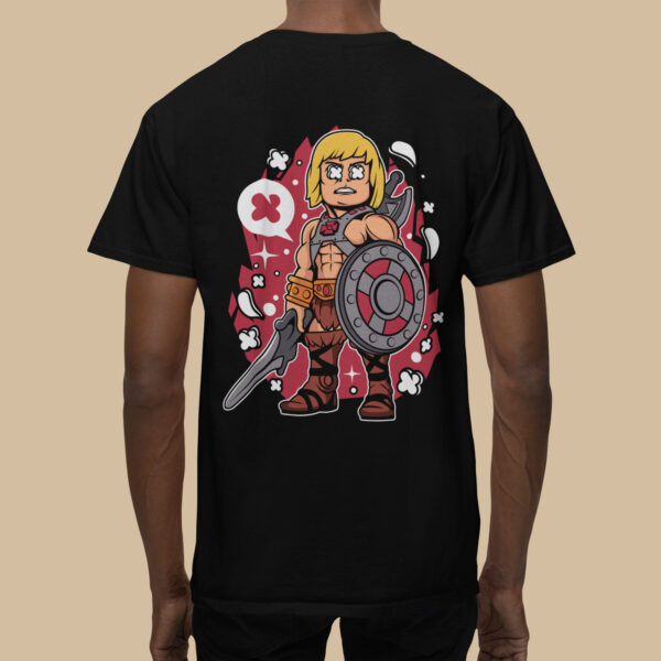 Heman - Back Printed - Superhero T-Shirt - Black - Image 3