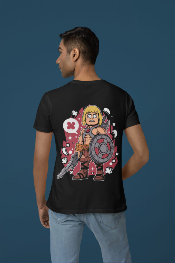 Heman - Back Printed - Superhero T-Shirt - Black - Image 5