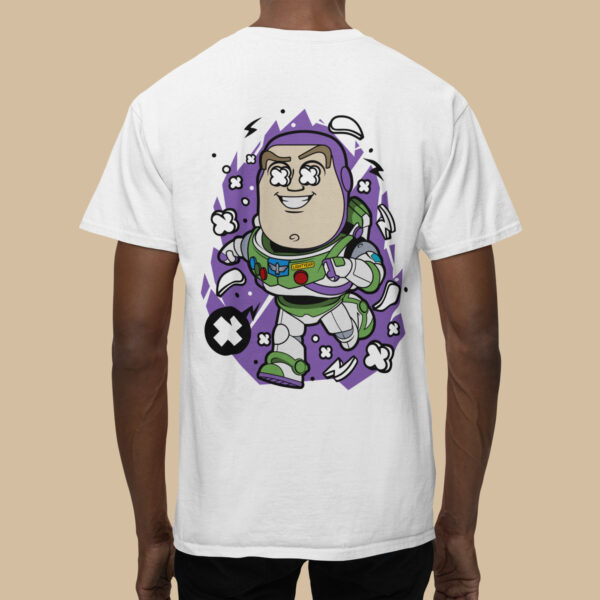 Buzz Lighyear - Back Printed - Superhero T-Shirt - White - Image 3