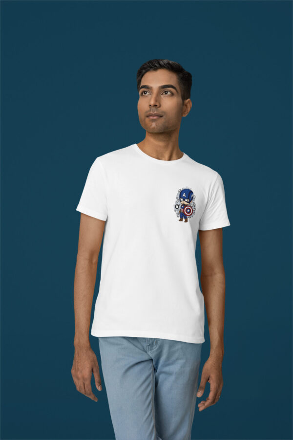 Captain America - Back Printed - Superhero T-Shirt - White - Image 6