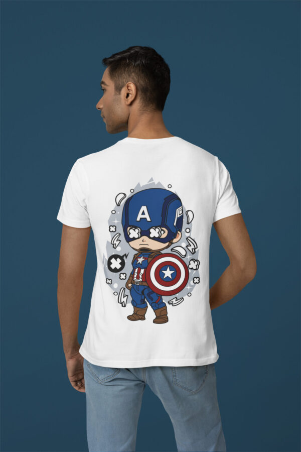 Captain America - Back Printed - Superhero T-Shirt - White - Image 5