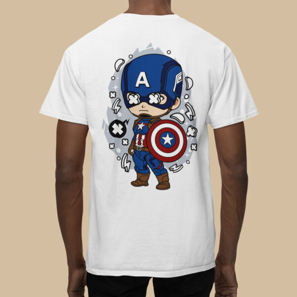 Captain America - Back Printed - Superhero T-Shirt - White - Image 3