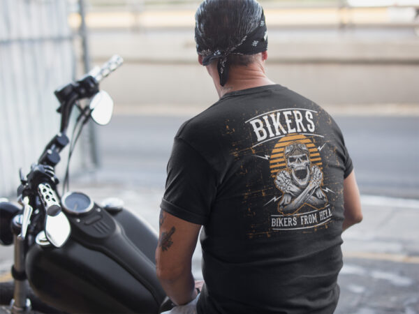 Bikers From Hell - Black Printed - Bikers T-Shirt - Image 3