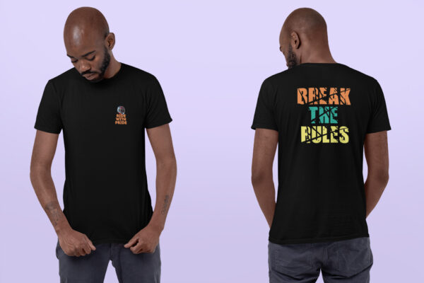 Break The Rules - Black Printed - Bikers T-Shirt - Image 4