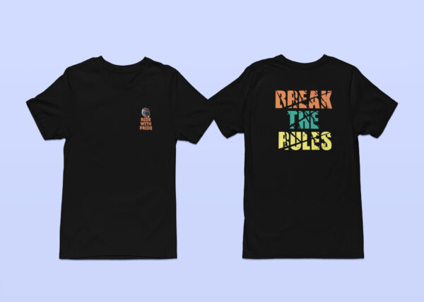 Break The Rules - Black Printed - Bikers T-Shirt - Image 5