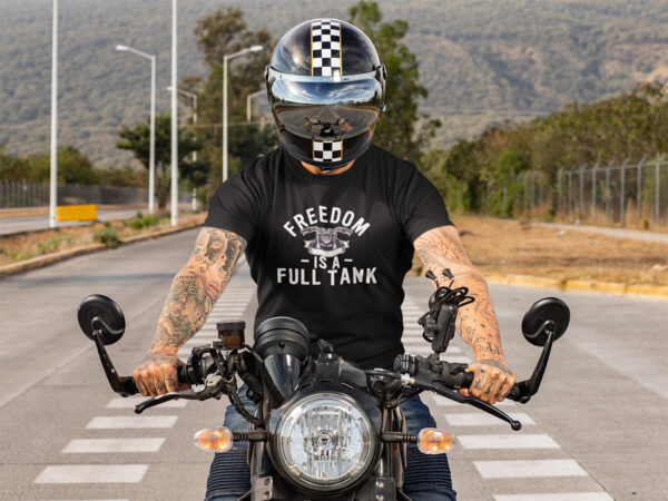 Freedom Is A Fuel Tank - Black Printed - Bikers T-Shirt - Image 2