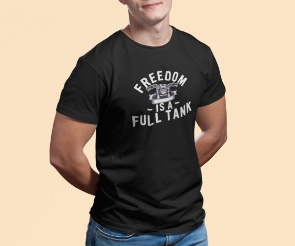 Freedom Is A Fuel Tank - Black Printed - Bikers T-Shirt - Image 6