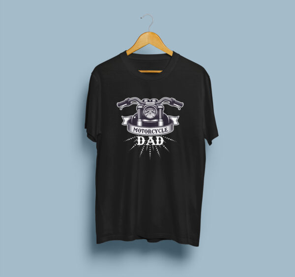 Motorcycle Dad - Black Printed - Bikers T-Shirt - Image 5