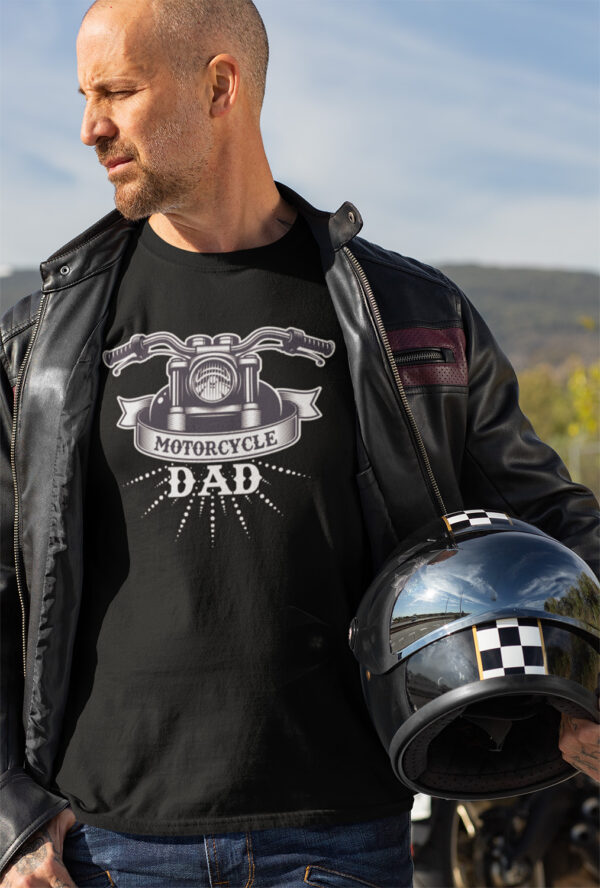 Motorcycle Dad - Black Printed - Bikers T-Shirt - Image 7