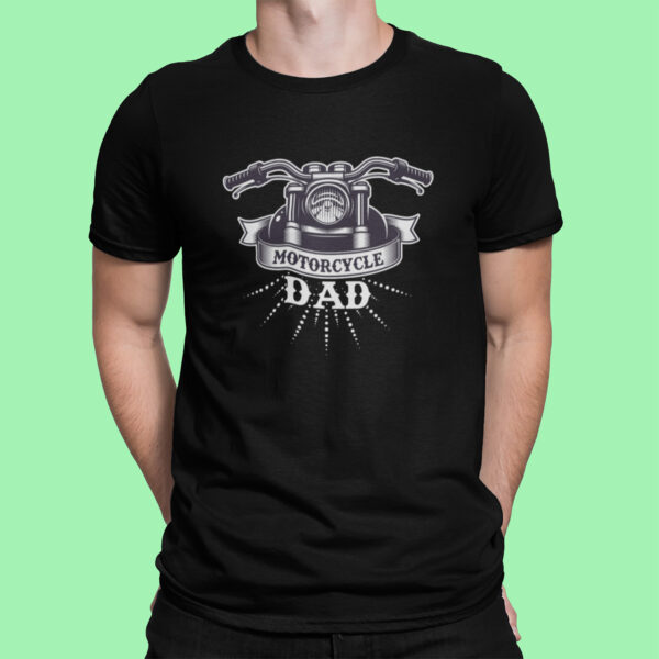 Motorcycle Dad - Black Printed - Bikers T-Shirt - Image 2