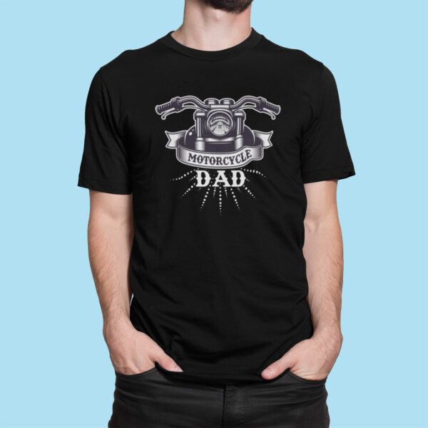 Motorcycle Dad - Black Printed - Bikers T-Shirt - Image 3