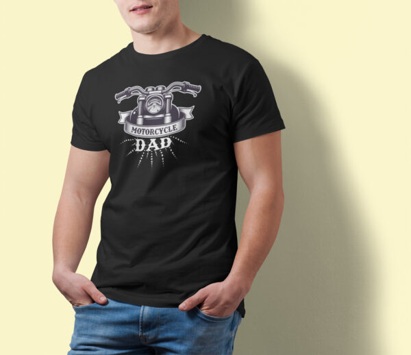 Motorcycle Dad - Black Printed - Bikers T-Shirt - Image 4