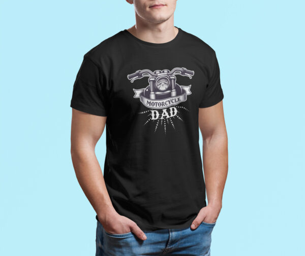 Motorcycle Dad - Black Printed - Bikers T-Shirt - Image 6