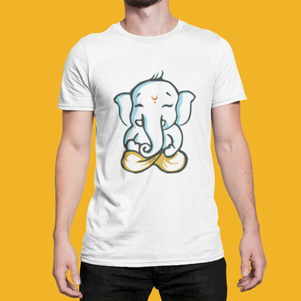 Baal Ganesha - White Printed - Spiritual T-Shirt - Image 2