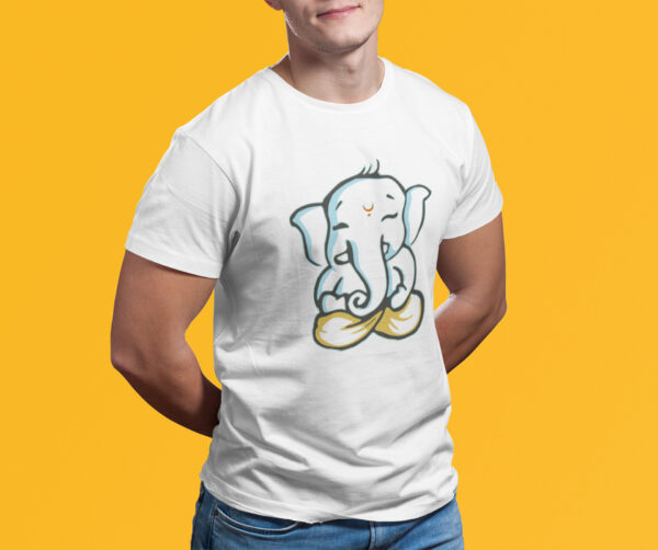 Baal Ganesha - White Printed - Spiritual T-Shirt - Image 3