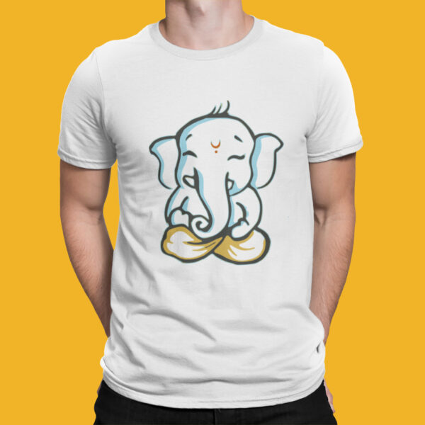 Baal Ganesha - White Printed - Spiritual T-Shirt - Image 5