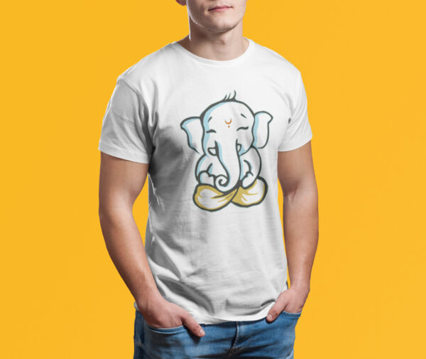 Baal Ganesha - White Printed - Spiritual T-Shirt - Image 4