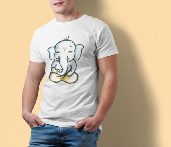 Baal Ganesha - White Printed - Spiritual T-Shirt - Image 6