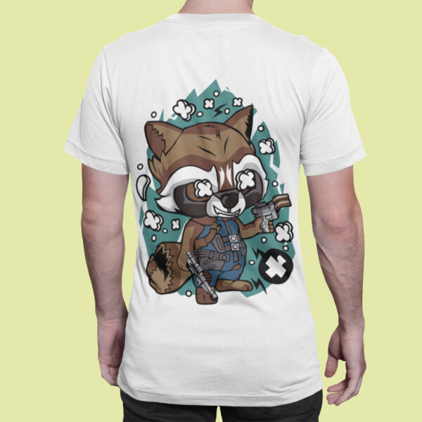 Rocket - White Printed - Superhero T-Shirt - Image 3