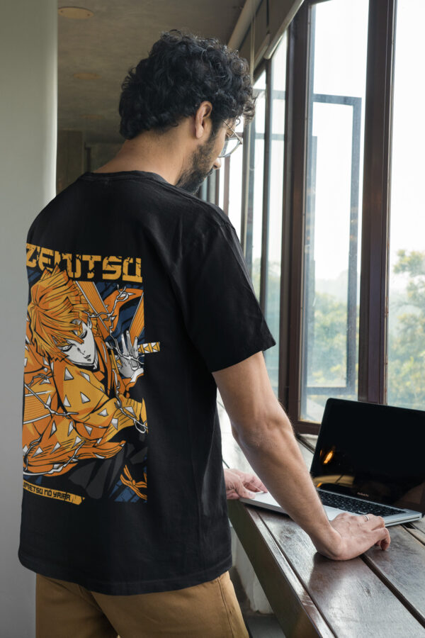 Zenutsu Demon Slayer - Black Printed - Anime T-Shirt - Image 3