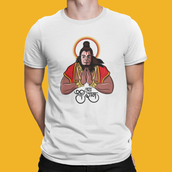 Jai Shree Ram With Hanumanji - White Printed - Spiritual T-Shirt ...