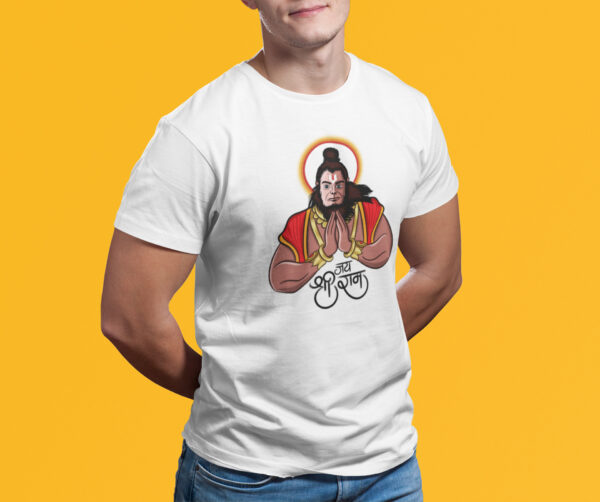 Jai Shree Ram With Hanumanji - White Printed - Spiritual T-Shirt - Image 5