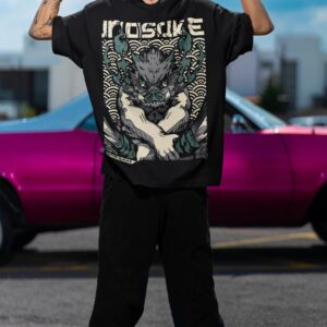 Inosuke Hashibira  - Back Printed - Anime T-Shirt - Black Regular